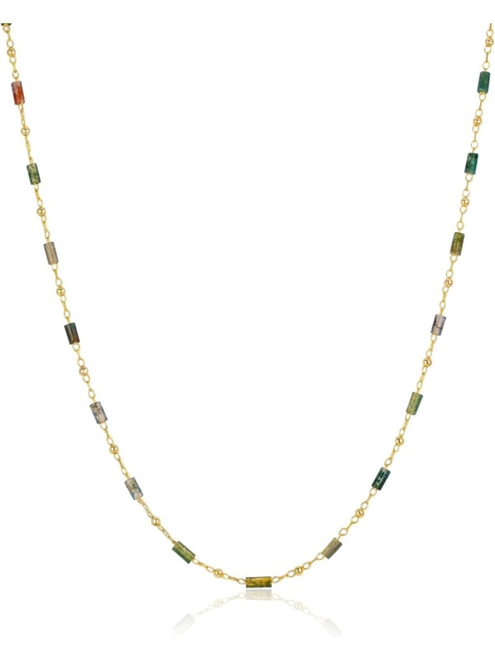 Multi-Color Gemstone Bead Choker Necklace | Handmade Natural Stone Jewelry, 18K